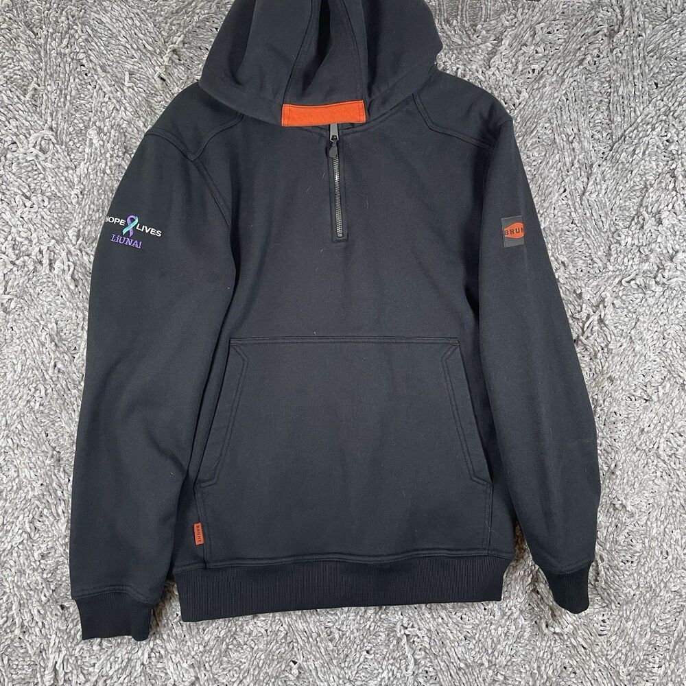 Brunt Shevlin 1/4 Zip Hoodie Men’s Small Activewear Black 1/4 Zip Gym Embroider